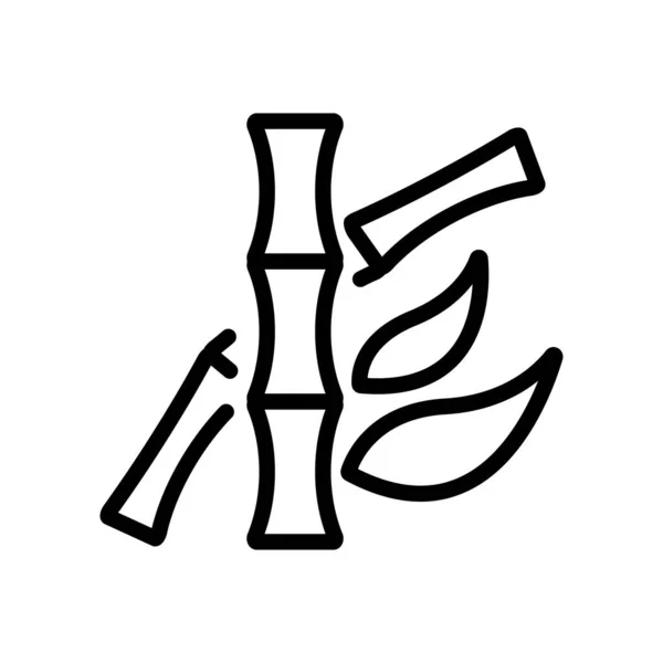 Бамбуковый ствол с рисунком контура иконки листьев — стоковый вектор