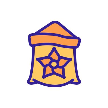 Vanilya baharatı tam torba ikon vektör taslağı çizimi