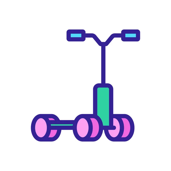 为孩子们踢滑板车图标向量 给孩子们的踢踏车签名 孤立的颜色符号图解 — 图库矢量图片