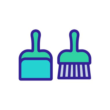 Faraş ve fırça temizleme ekipmanı ikon vektörü. Faraş ve fırça temizleyicisi tabelası. izole edilmiş renk gösterimi