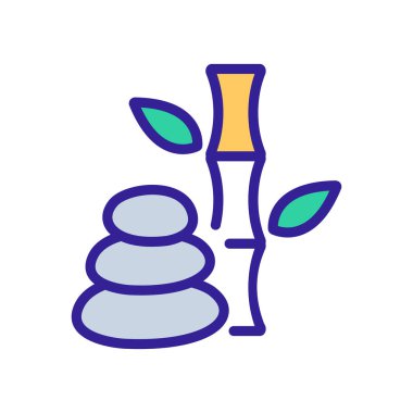 Bambu ve denge taşları ikon vektörü. Bambu ve denge taşları işareti. izole edilmiş renk gösterimi