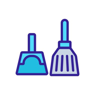 Faraş ve fırça iç araç simgesi vektörü. Faraş ve ev aletleri tabelası. izole edilmiş renk gösterimi