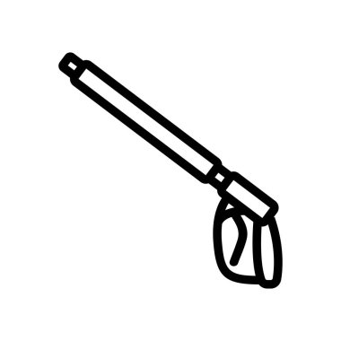 Basınçlı çamaşır makinesi silah ikonu vektörü. Basınçlı çamaşır makinesi silah tabelası. izole edilmiş sınır sembolü çizimi