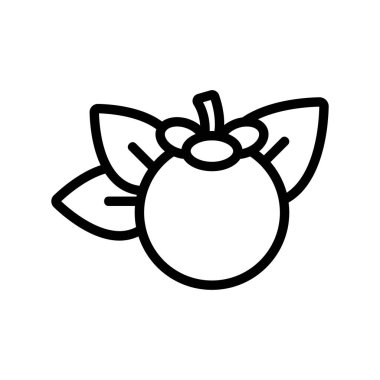 Mangosteen citrus meyve ikonu vektörü. Mangosteen narenciye burcu. izole edilmiş sınır sembolü çizimi