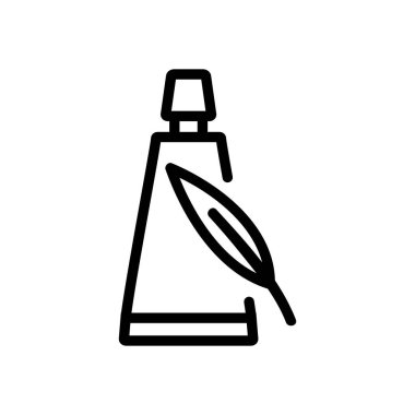 okaliptüs diş macunu tüp ikon vektörü. Okaliptüs diş macunu borusu işareti. izole edilmiş sınır sembolü çizimi