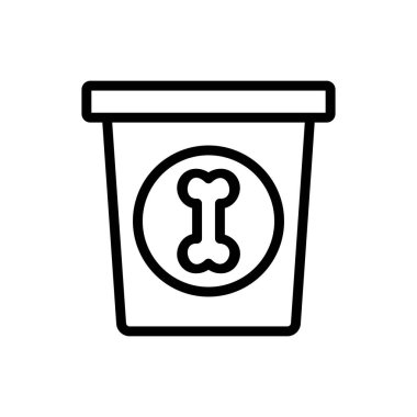 Kemikli yemek ikonu taşıyıcısı. Kemik yemek işareti olan bir fincan. izole edilmiş sınır sembolü çizimi