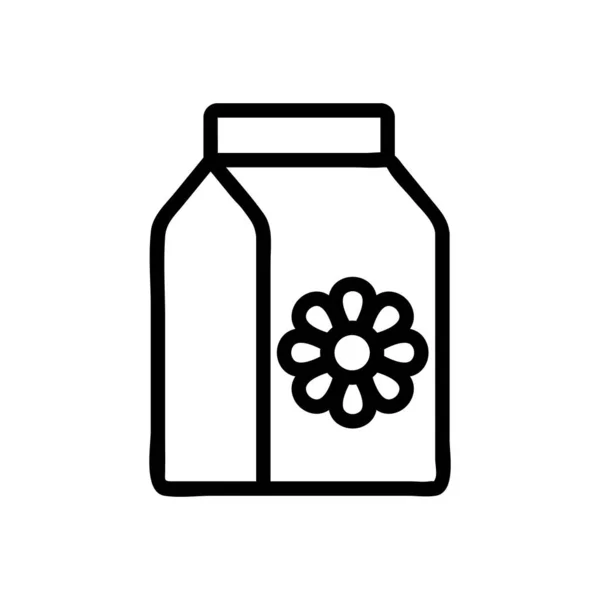Вектор Иконок Упаковки Ромашкового Молока Вывеска Ромашкой Иллюстрация Изолированного Контура — стоковый вектор