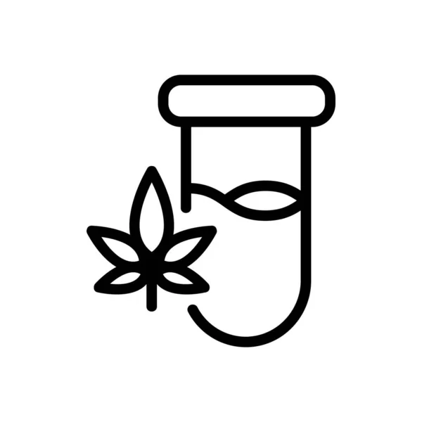 実験室のフラスコのアイコンベクトルの大麻 実験室のフラスコの中の大麻 孤立した輪郭記号図 — ストックベクタ