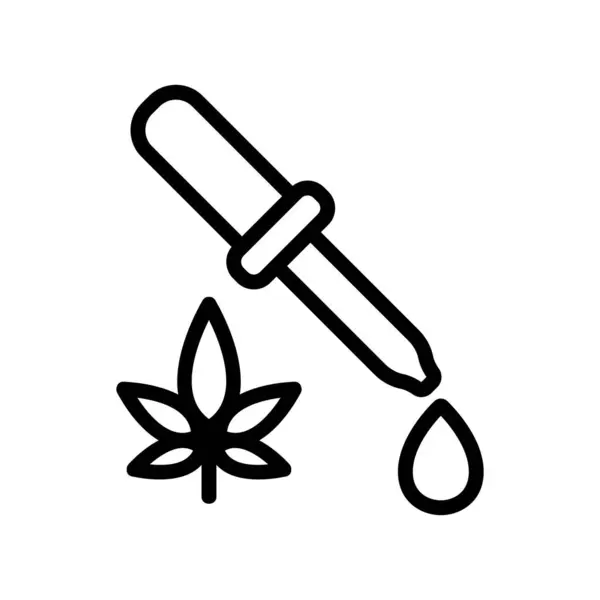 大麻の滴がピペットのアイコンベクトルから滴り落ちる 大麻はパペットのサインから滴り落ちる 孤立した輪郭記号図 — ストックベクタ