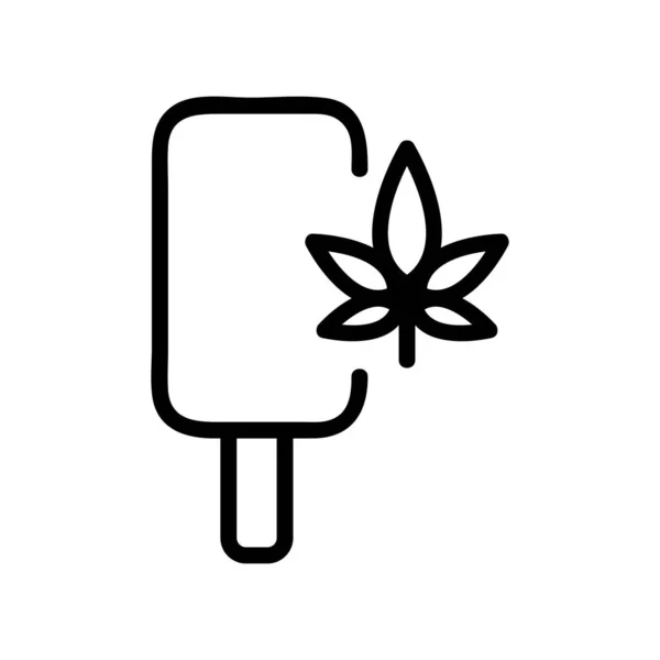 大麻アイスクリームアイコンベクター 大麻のアイスクリームの看板 孤立した輪郭記号図 — ストックベクタ
