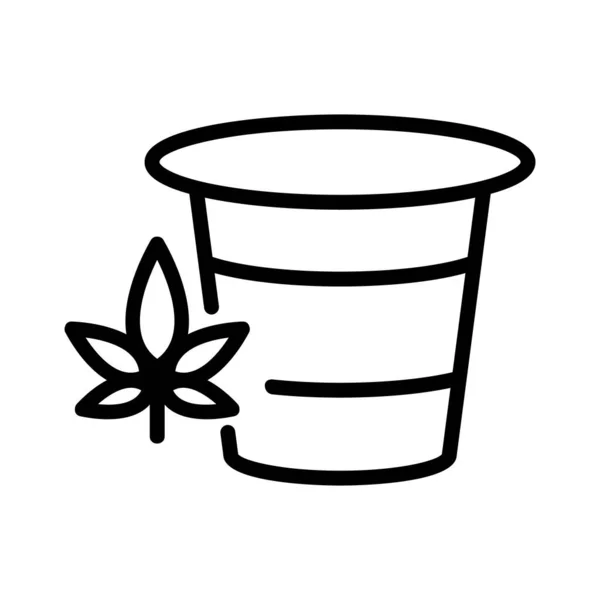 大麻ドリンクカップアイコンベクター 大麻ドリンクカップサイン 孤立した輪郭記号図 — ストックベクタ