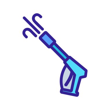 Su akışı ikon vektörlü makineli tüfek. Cihaz basınçlı, su akışı işaretli bir silah. renk sembolü çizimi