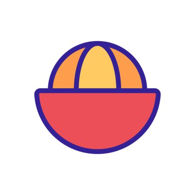 Mangosteen dilimlenmiş turunçgil meyve ikonu vektörü. Mangosteen dilimlenmiş turunçgiller. renk sembolü çizimi