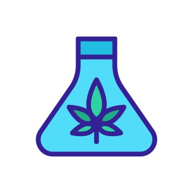 Kenevir cam şişe ikon vektörü. Kenevir cam şişe tabelası. renk sembolü çizimi
