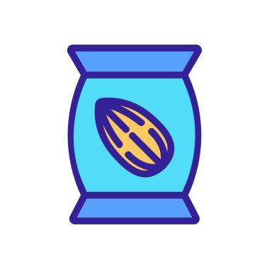 Badem çuvalı ikon vektörü. Badem fındık torbası tabelası. renk sembolü çizimi