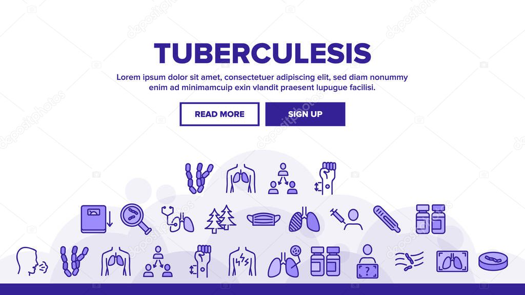 Enfermedad de tuberculosis Landing Web Page Header Banner Template