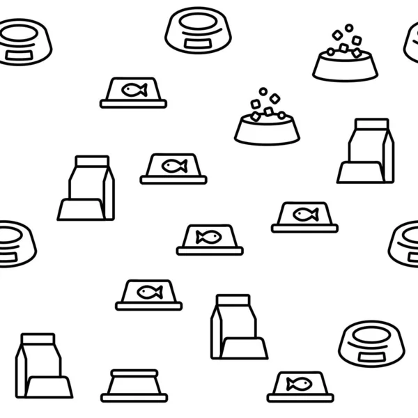 Pet Bowl Вектор Безшовний Візерунок Тонка Лінія Ілюстрація — стоковий вектор