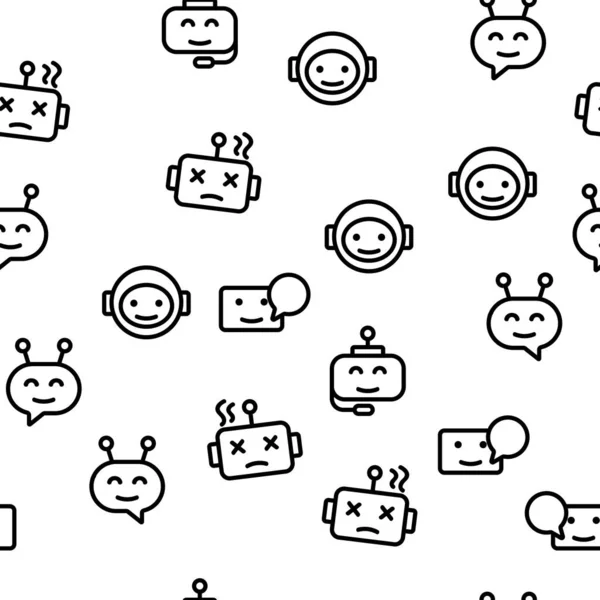 Chatbot Robot Vector Seamless Pattern Thin Line Illustration — 스톡 벡터