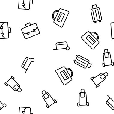 Bagaj ve Bagaj Vektörü Kusursuz Desensiz İnce Çizgili Çizgi Çizimi