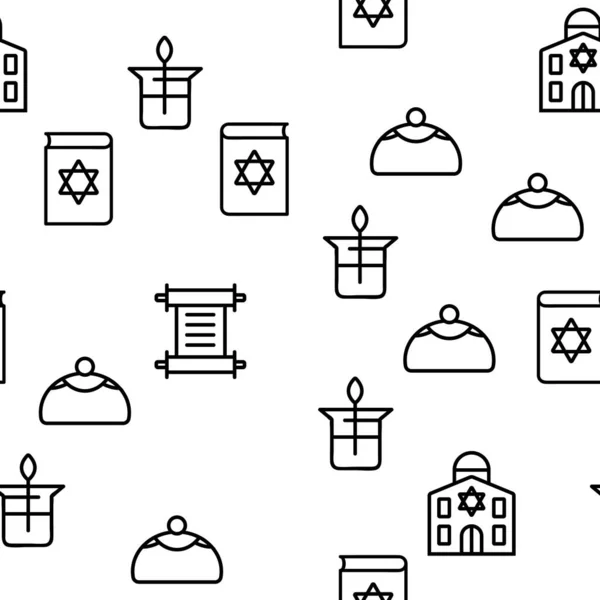 Judisk Israel Religion Vektor Sömlös Mönster Tunn Linje Illustration — Stock vektor