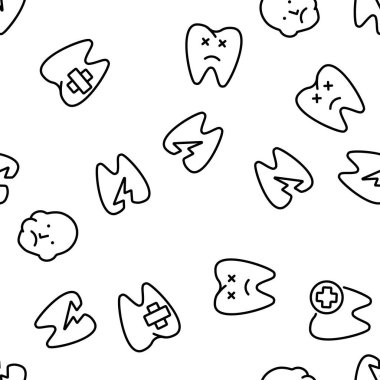 Diş Ağrısı Vektörü Kusursuz Desen İnce Çizgi Çizgisi ResmiComment