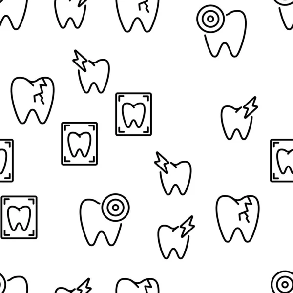 Toothache Vector Seamless Pattern Thin Line Illustration — Vector de stock
