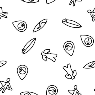 Sörf tahtası Vektörü Kusursuz Desen İnce Çizgi ResimleriComment