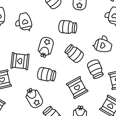 Bebek Mutfağı Vektörü Kusursuz Desensiz İnce Çizgili Çizgi Çizimi