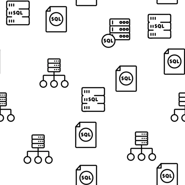 Sql Database Vector Seamless Pattern Thin Line Illustration — Vector de stock