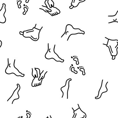 Foot Human Body Part Vector Kusursuz Desensiz İnce Çizgili Çizgi Çizimi
