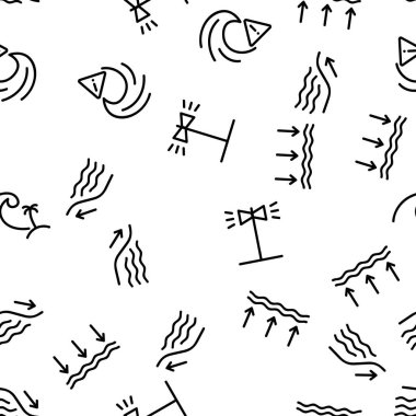 Tsunami Dalga Vektörü Kusursuz Desensiz Çizgi Çizgisi Çizimi