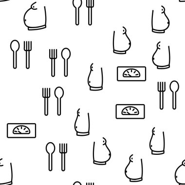 Obezite ve Aşırı Kilolu Vektör Kusursuz Şekilsiz İnce Çizgili Çizgi Çizimi