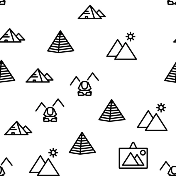 Illustration Ligne Mince Modèle Sans Couture Vecteur Attraction Pyramide — Image vectorielle