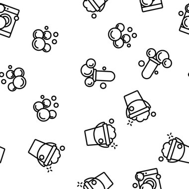 Sabun köpükleri ve köpük vektörü kusursuz desen ince çizgi çizimi