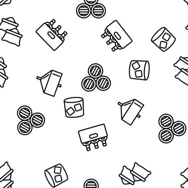 Viski Alkolik İçecek Vektörü Kusursuz Şekilsiz İnce Çizgili Çizgi Çizimi