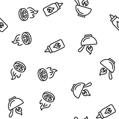 Baharatlı Sos ve Gıda Vektörü Kusursuz Şekilsiz İnce Çizgili Çizgi Çizgisi Çizimi