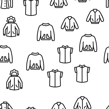 Ceket Moda Giysileri Vektörü Kusursuz Desensiz Şablon İnce Çizgi Çizgisi Çizimi