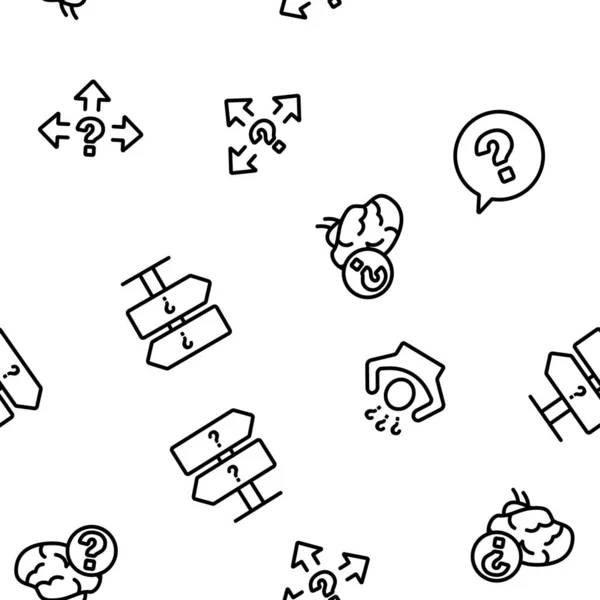 의심과 Vector Seamless Pattern Thin Line Illustration — 스톡 벡터