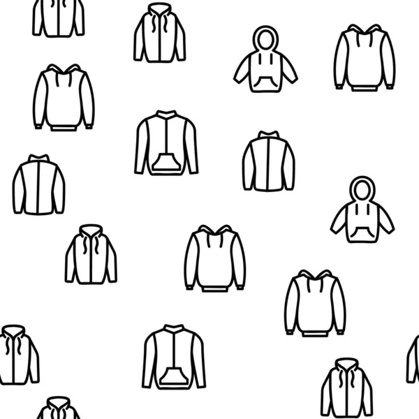 Sudadera Con Capucha Suéter Vector Seamless Patrón Delgada Línea Ilustración — Archivo Imágenes Vectoriales