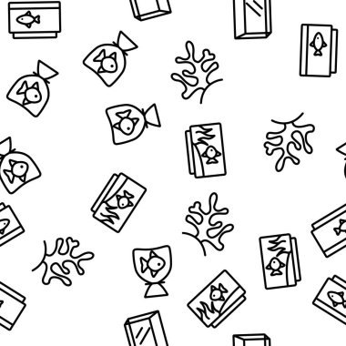 Akvaryum Balık Dekorasyonu Vektörü Kusursuz Desensiz Çizgi Çizgisi ResimleriComment