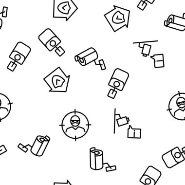 CCTV Güvenlik Kamerası Vektörü Kusursuz Desensiz İnce Çizgili Çizgi ResimleriComment