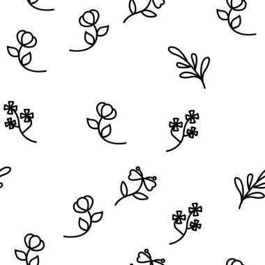 Yaban Çiçeği Doğal Vektör Kusursuz Şekilsiz İnce Çizgili Çizgi Çizimi