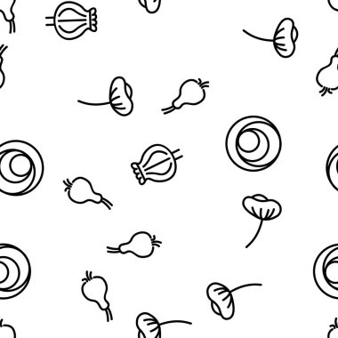 Poppy Doğal Çiçek Vektörü Kusursuz Şekilsiz İnce Çizgili Çizgi Çizimi