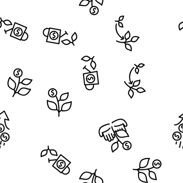 Καλλιέργεια Money Plant Διάνυσμα Seamless Pattern Λεπτή Γραμμή Εικονογράφηση — Διανυσματικό Αρχείο