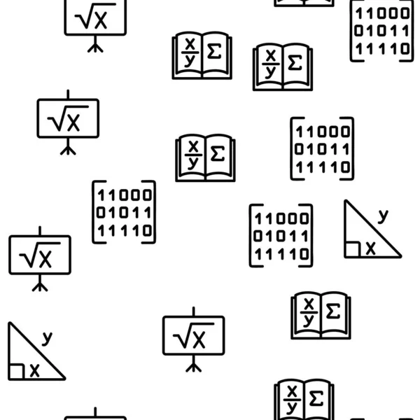 Математическое Образование Векторный Бесшовный Рисунок Тонкой Линии Иллюстрации — стоковый вектор