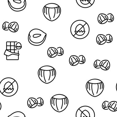 Fındıklı Organik Gıda Vektörü Kusursuz Şekilsiz İnce Çizgili Çizgi Çizimi