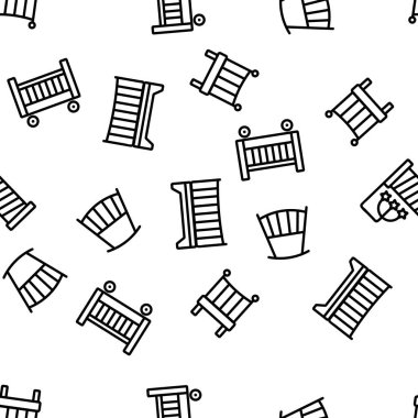 Bebek Bebek Beşiği Yatağı Vektörü Kusursuz Şekilsiz İnce Çizgili Çizgi Çizimi