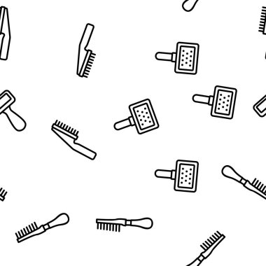 Hayvan Vektörü için Bakım Fırçası Kusursuz Desenli İnce Çizgi Çizgisi Çizimi