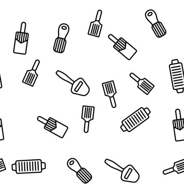 Dilimleyici Kitchenware Vektörü Kusursuz Desensiz Desen İnce Çizgi Çizgisi Çizimi