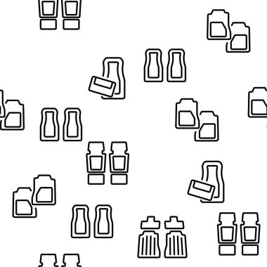 Araba Mats Döşeme Halı Vektörü Kusursuz Şablon İnce Çizgi Çizgisi Çizimi